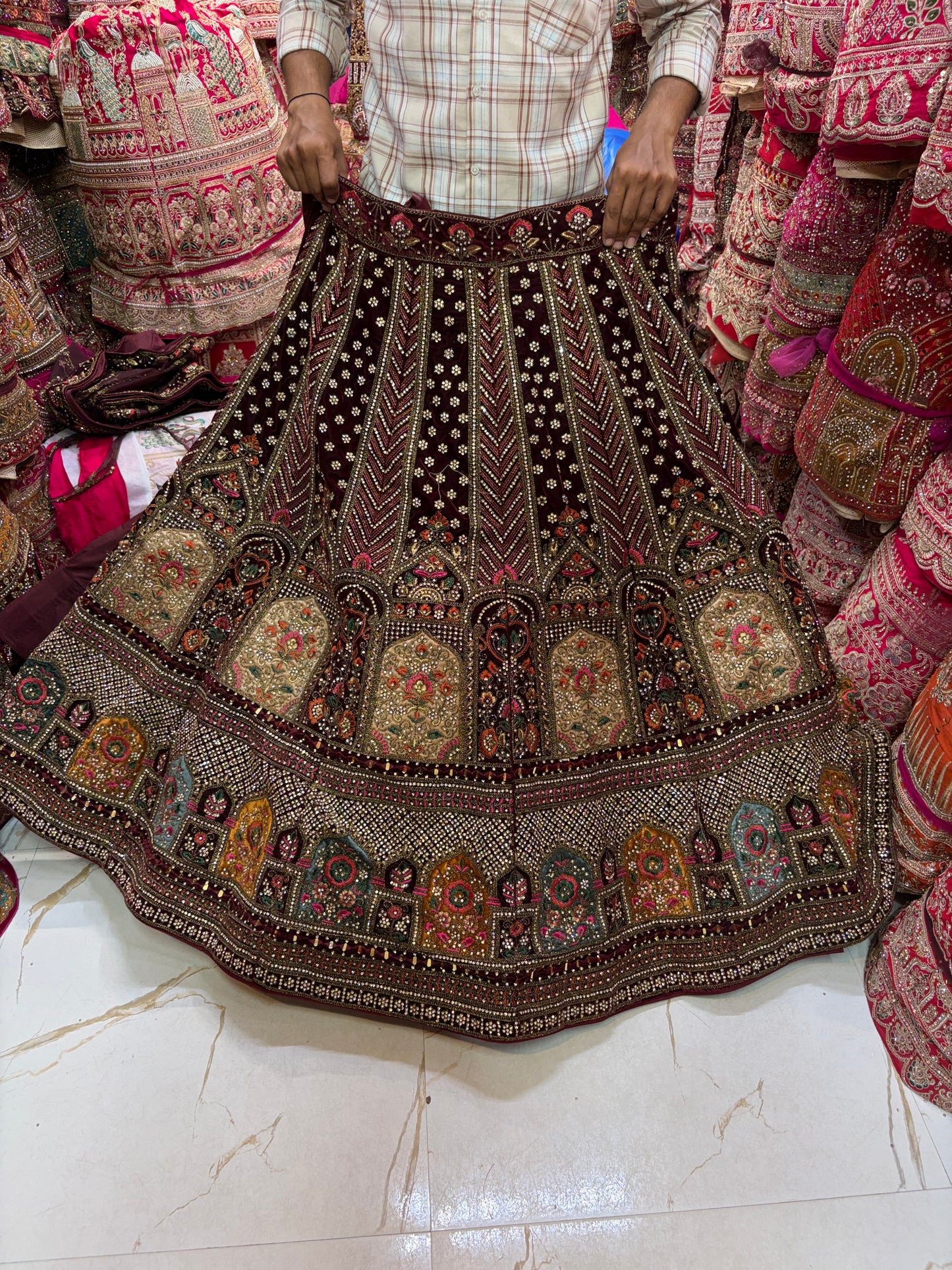 Dark Maroon bridal Lehenga