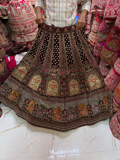 Dark Maroon bridal Lehenga