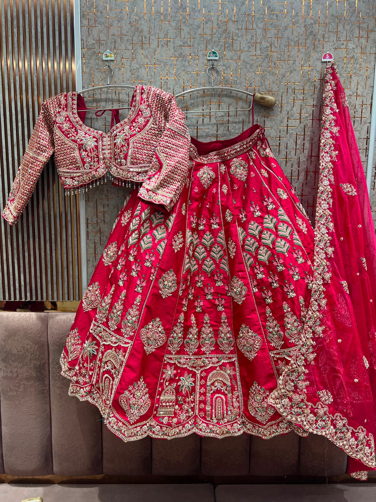 Pink Designer Crop Top Lehenga