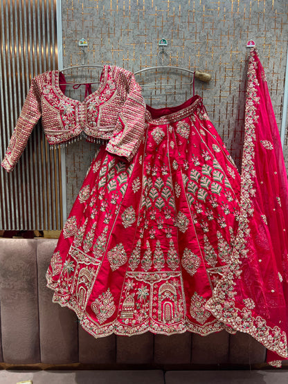 Pink Designer Crop Top Lehenga