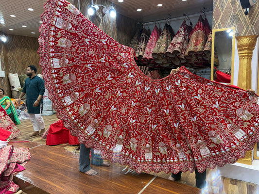 Red Bird Bridal Handwork Lehenga
