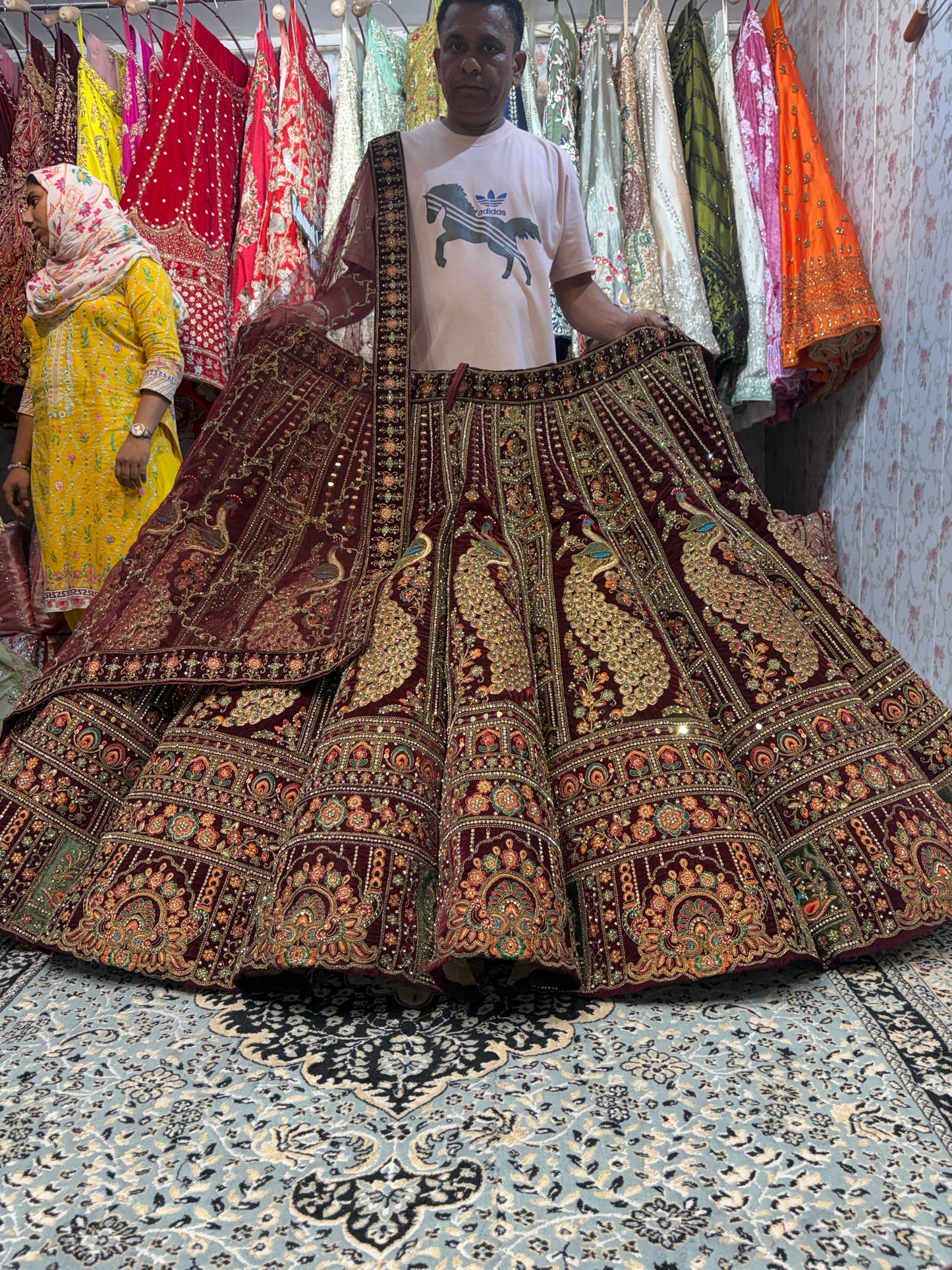 Khoobsurat maroon peacock Ball bridal Lehenga