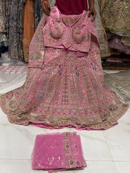 Blue Peacock Crop Top Lehenga