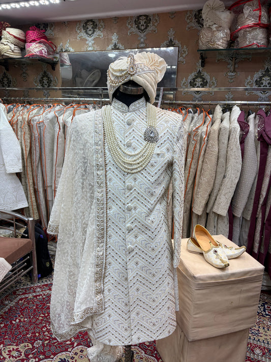 Golden White sherwani