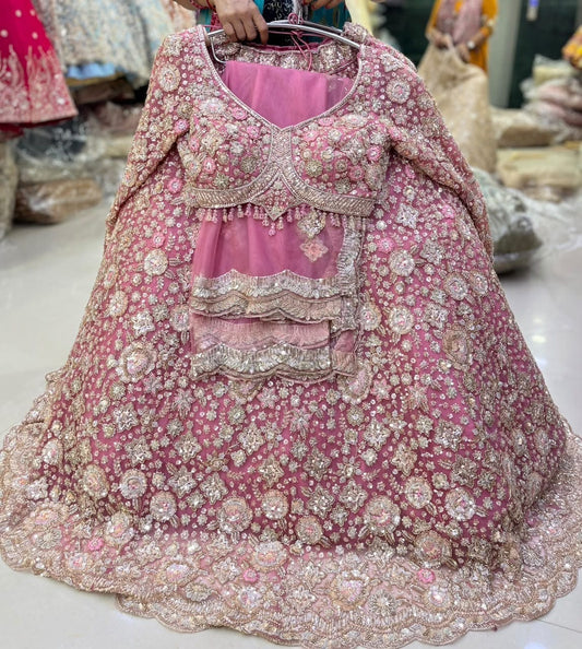 Pink crop top lehenga