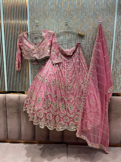 Pink Crop Top Lehenga
