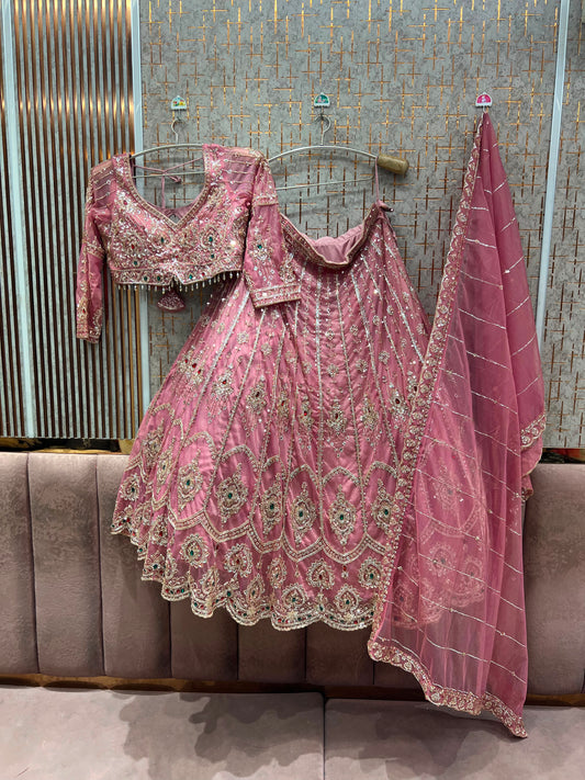 Pink Crop Top Lehenga