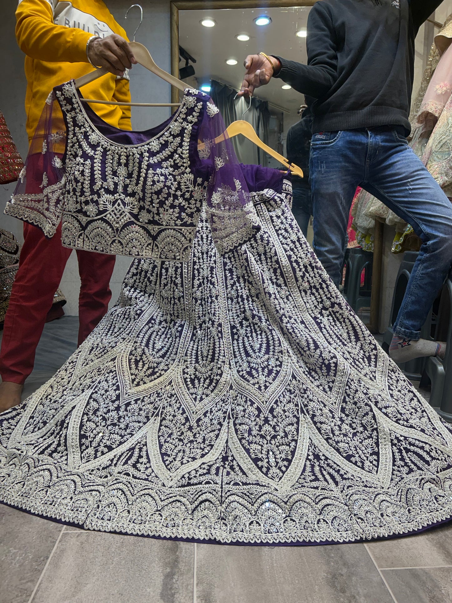 Something different lavender purple crop top lehenga