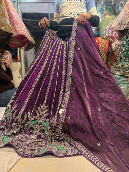 Pleasing purple peacock Lehenga