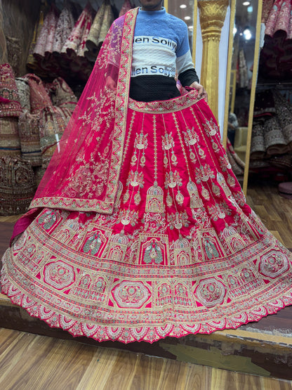 Lovely Rani pink peacock Bridal Lehenga