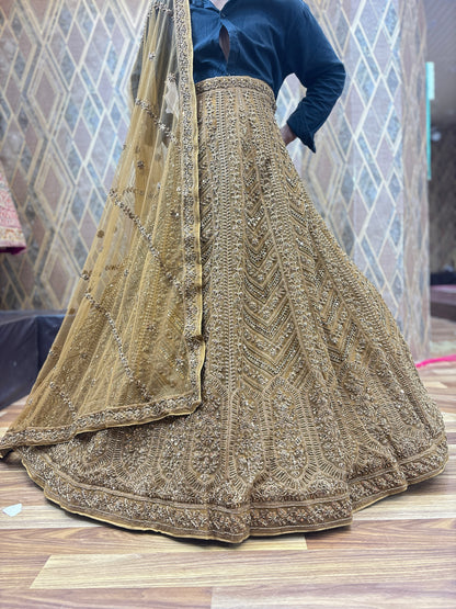 Majestic golden mirror work Lehenga
