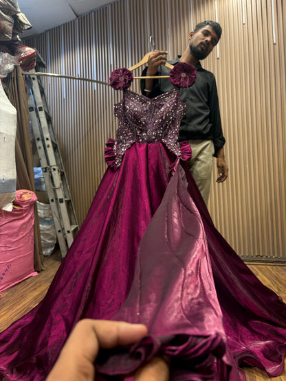 Glamorous maroon purple gown