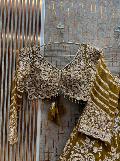 Mustard Crop Top Lehenga