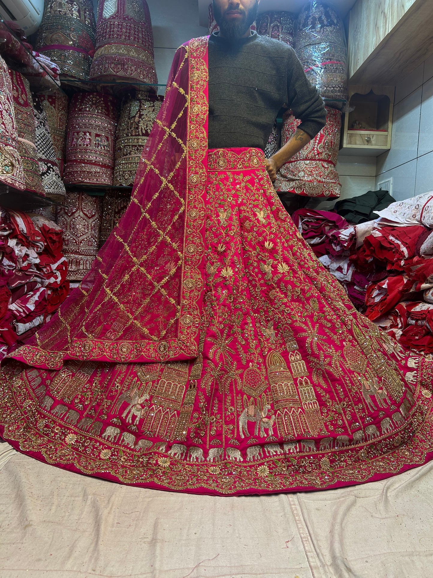 Gorgeous dark pink red bridal lehenga