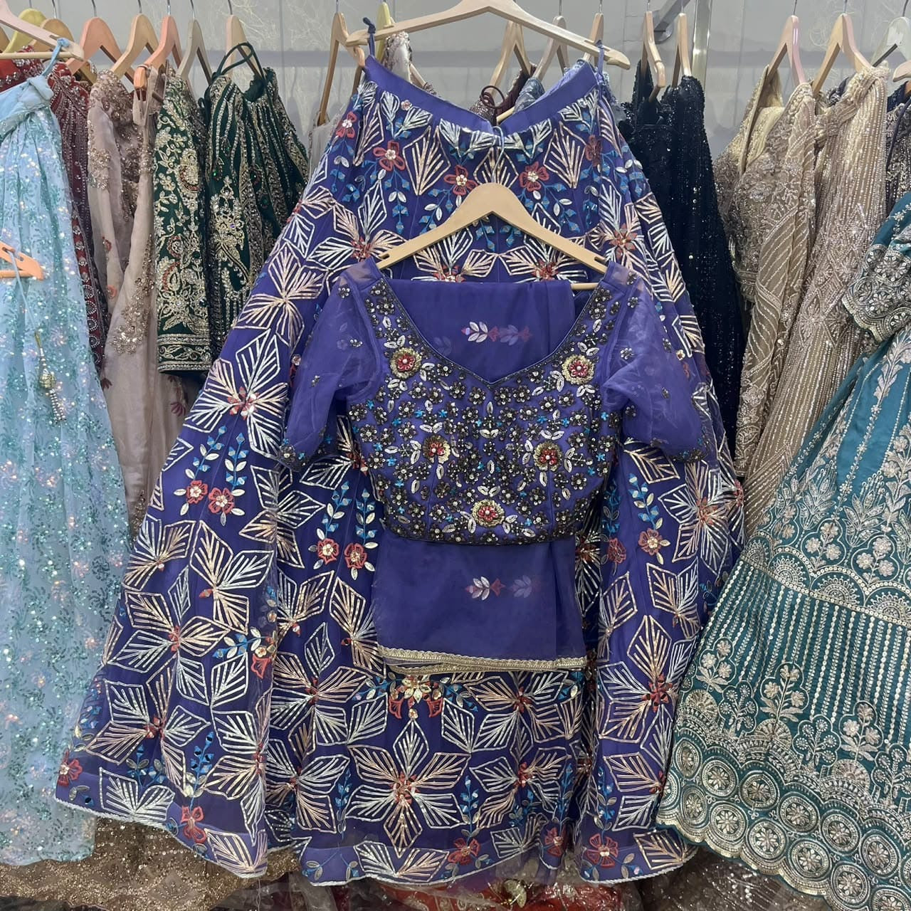 Purple Crop Top Lehenga