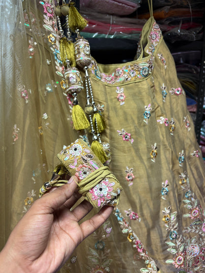 Eye catching yellow haldi mehendi Lehenga