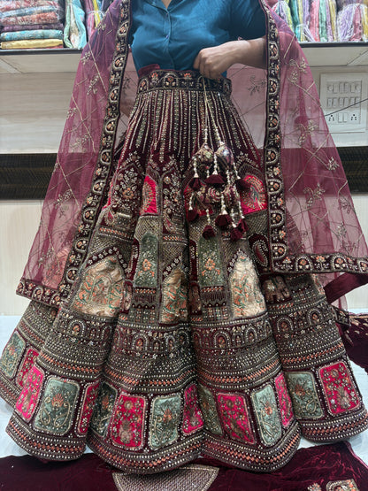 Beautiful Maroon Doli Barat Ball bridal Lehenga