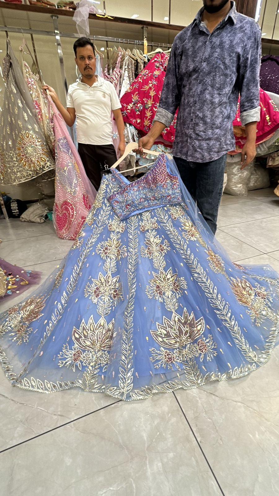 Purple Designer Crop Top Lehenga