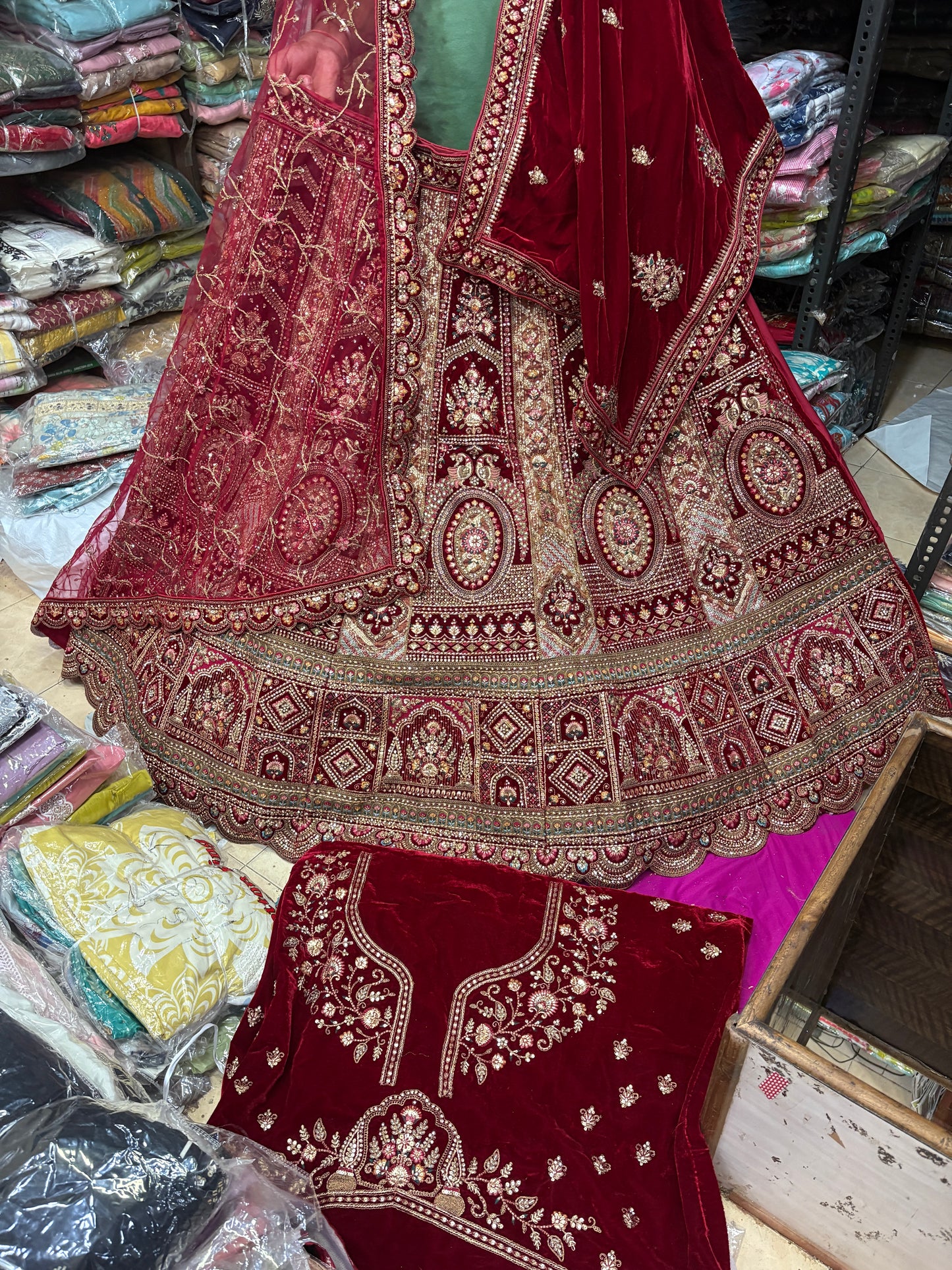 Lovely maroon bridal Lehenga