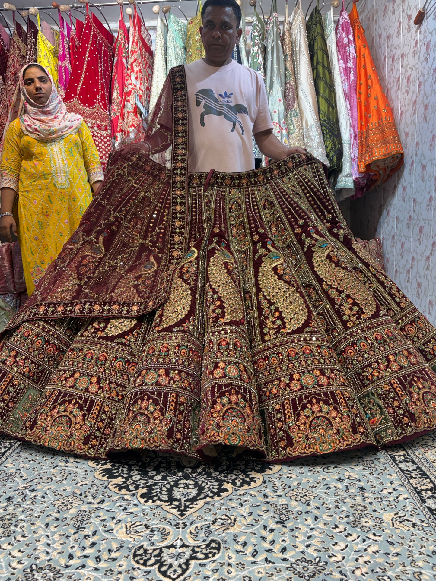 Khoobsurat maroon peacock Ball bridal Lehenga