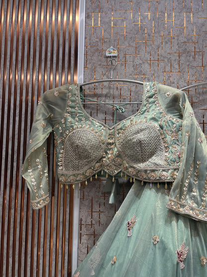Blue crop top Lehenga