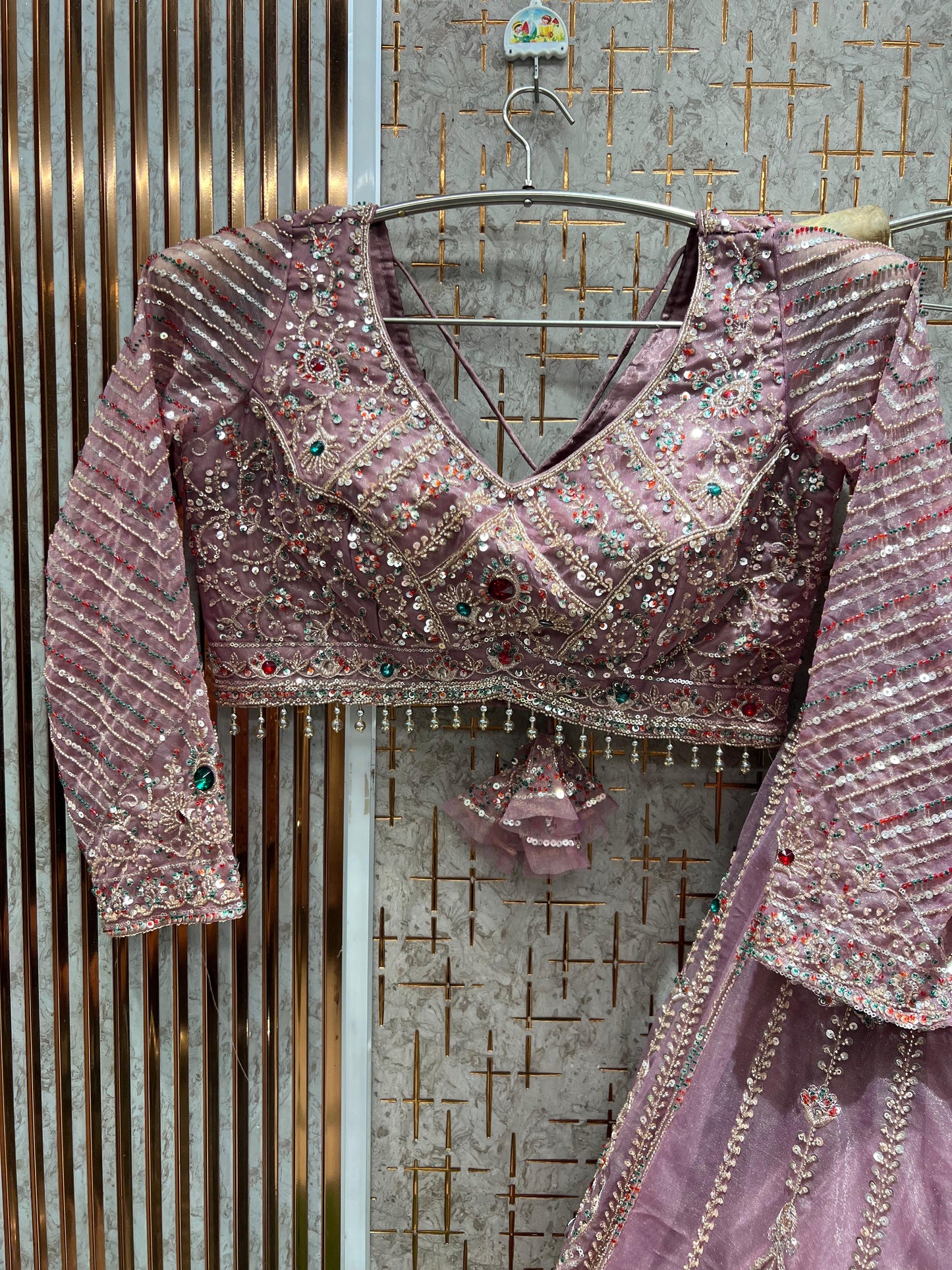 Pink Crop top Lehenga