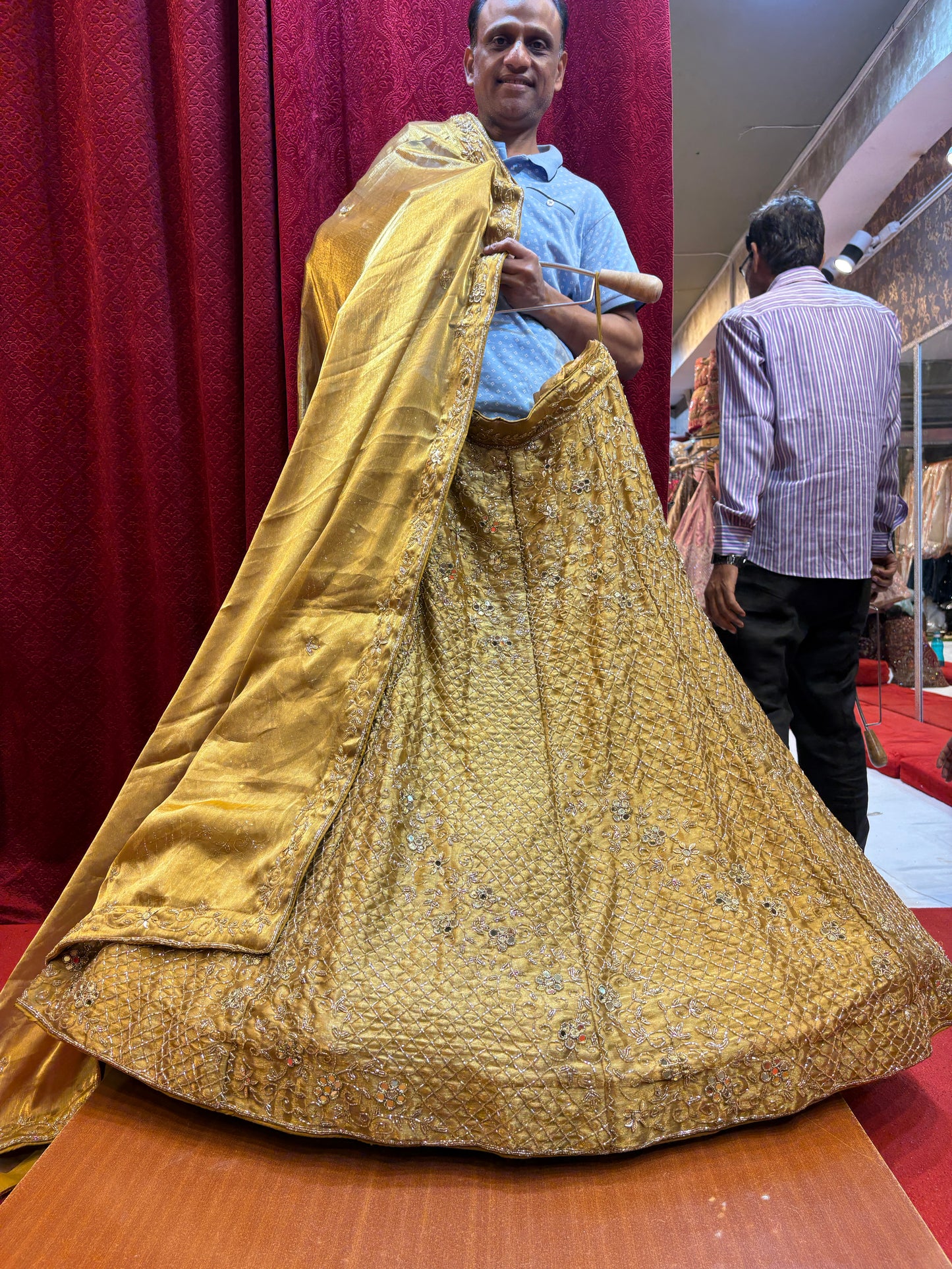 Majestic golden yellow haldi mehendi Lehenga