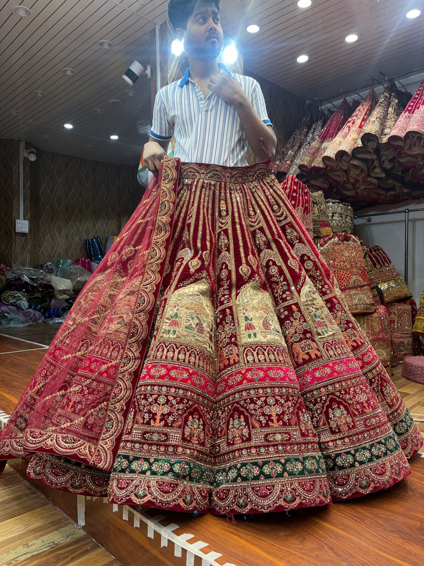 Lovely Maroon Doli Barat Ball Bridal Lehenga