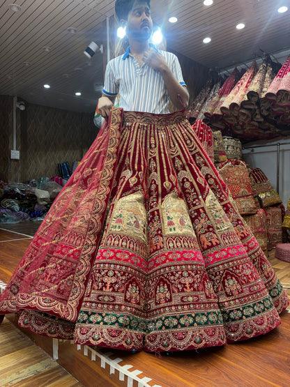 Lovely Maroon Doli Barat Ball Bridal Lehenga