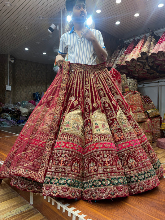 Lovely Maroon Doli Barat Ball Bridal Lehenga