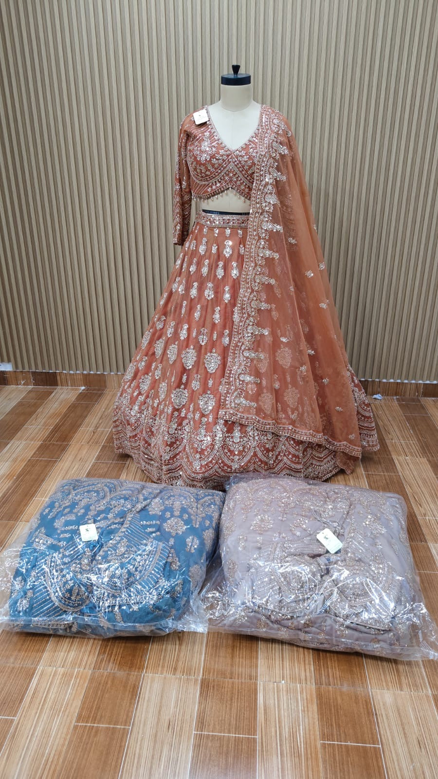 Peach Pink Crop Top Lehenga