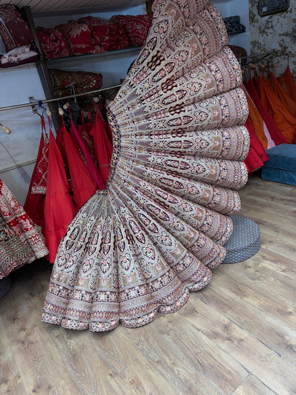 Dark Maroon Ball Bridal Lehenga