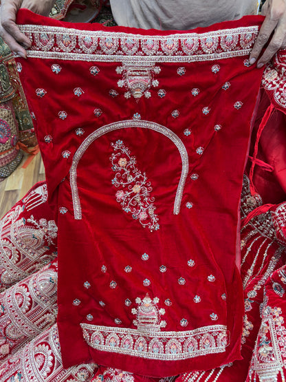 Red cherry Maroon Ball Bridal Lehenga