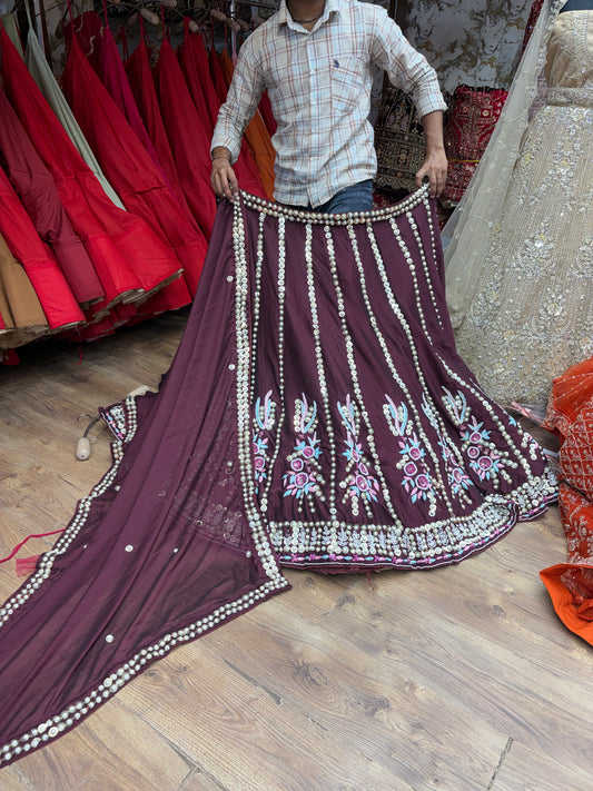 Rust Brown Pearl Lehenga
