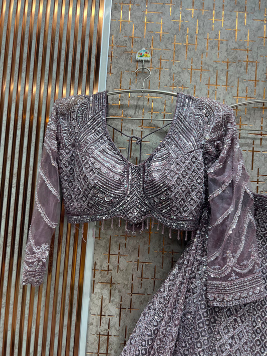Purple lavender Crop top Lehenga