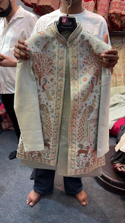 Pista Green Mens Wear Long Indo Western Dress