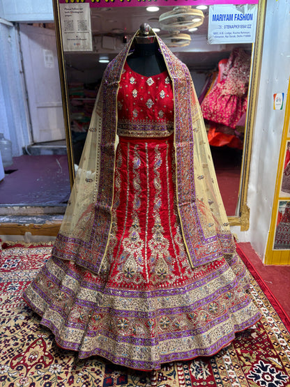 Impresionante lehenga nupcial rosa rani