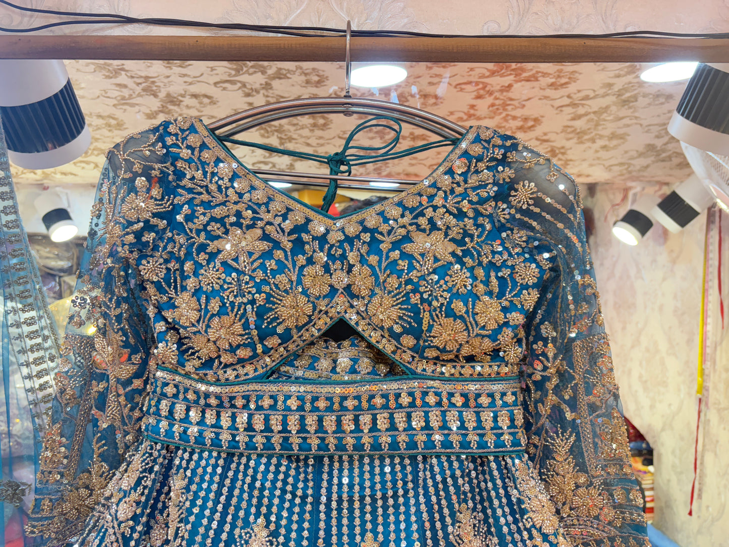 Astonishing sky blue crop top Lehenga