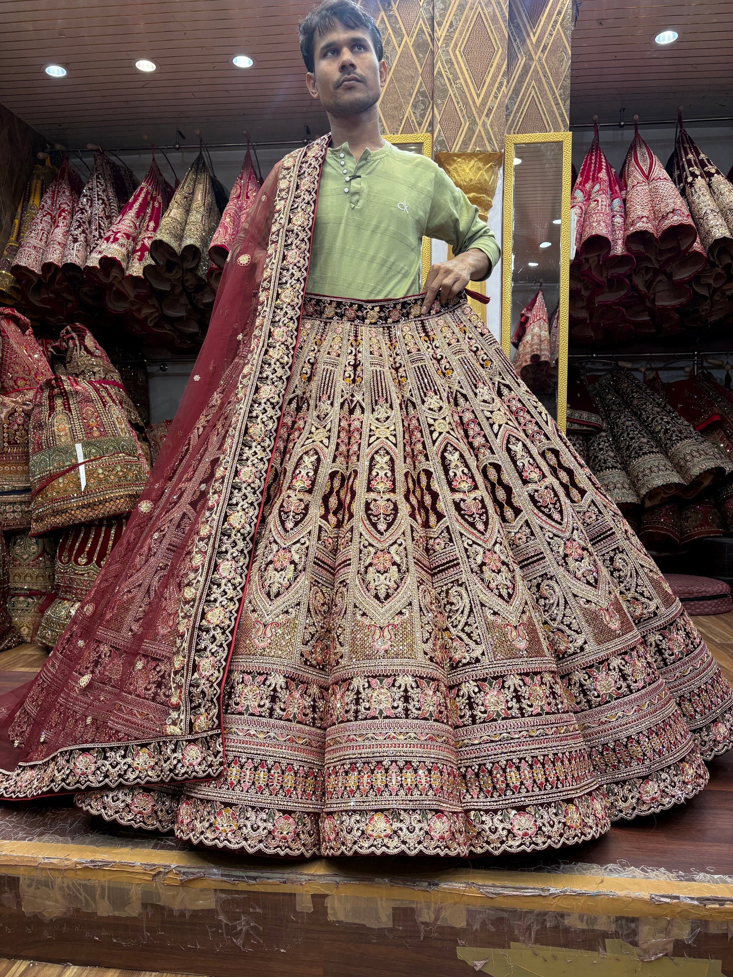 Stunning Maroon Ball Bridal Lehenga