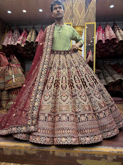 Stunning Maroon Ball Bridal Lehenga
