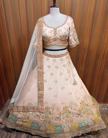 Golden peach crop top Lehenga