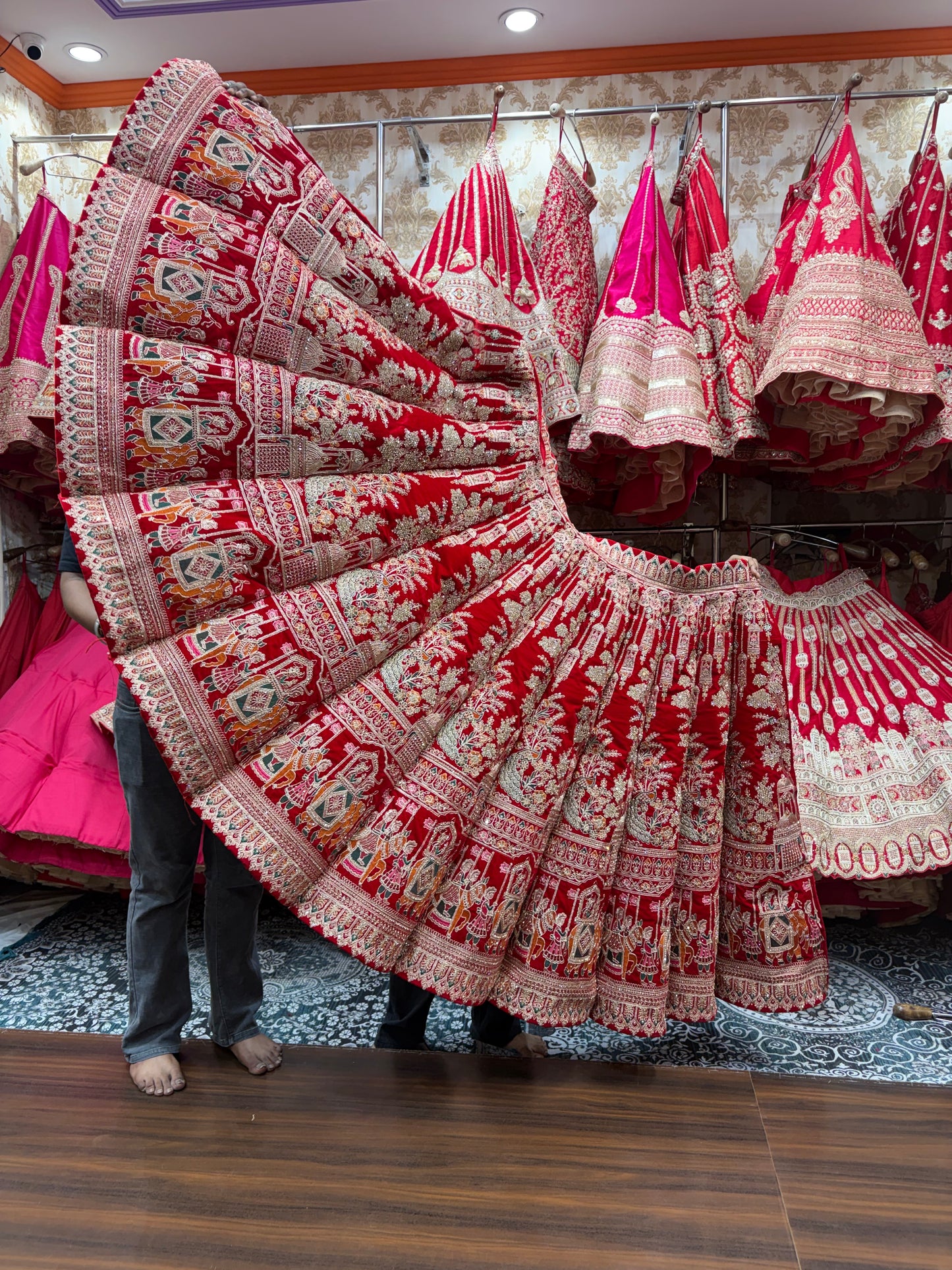 Rani Pink Doli Barat Peacock Ball Bridal Lehenga - Shopping World