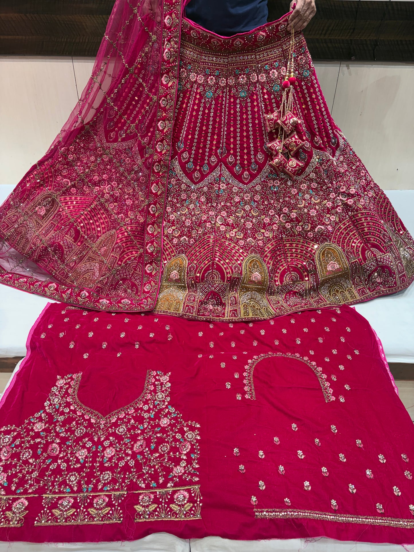 Khoobsurat Red Jhumka bridal Lehenga