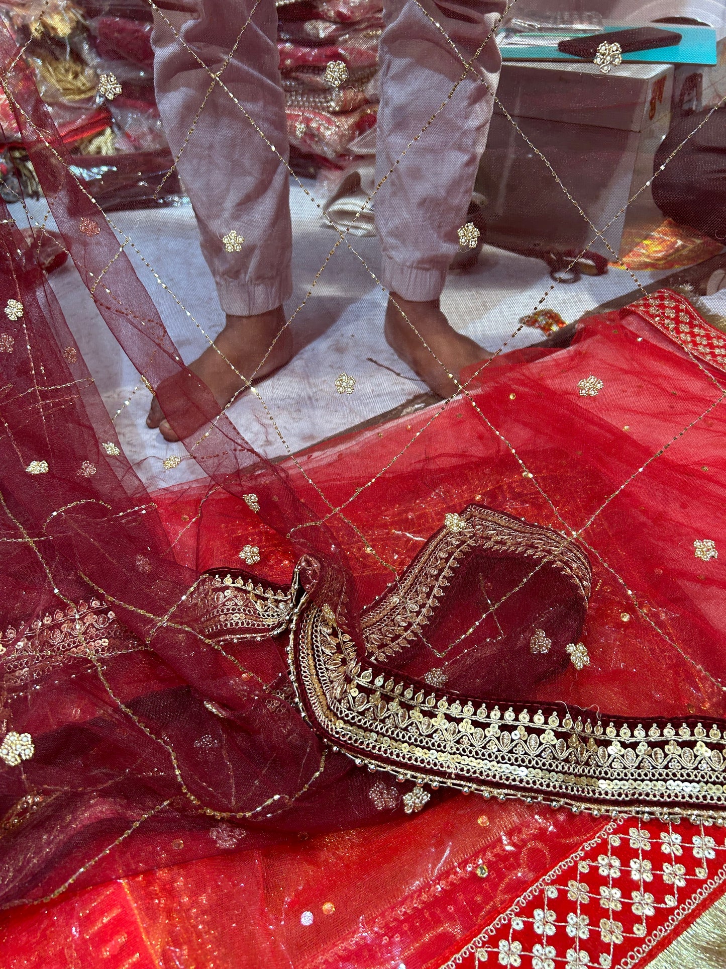 Heavy maroon Rajwada marwadi bridal lehenga