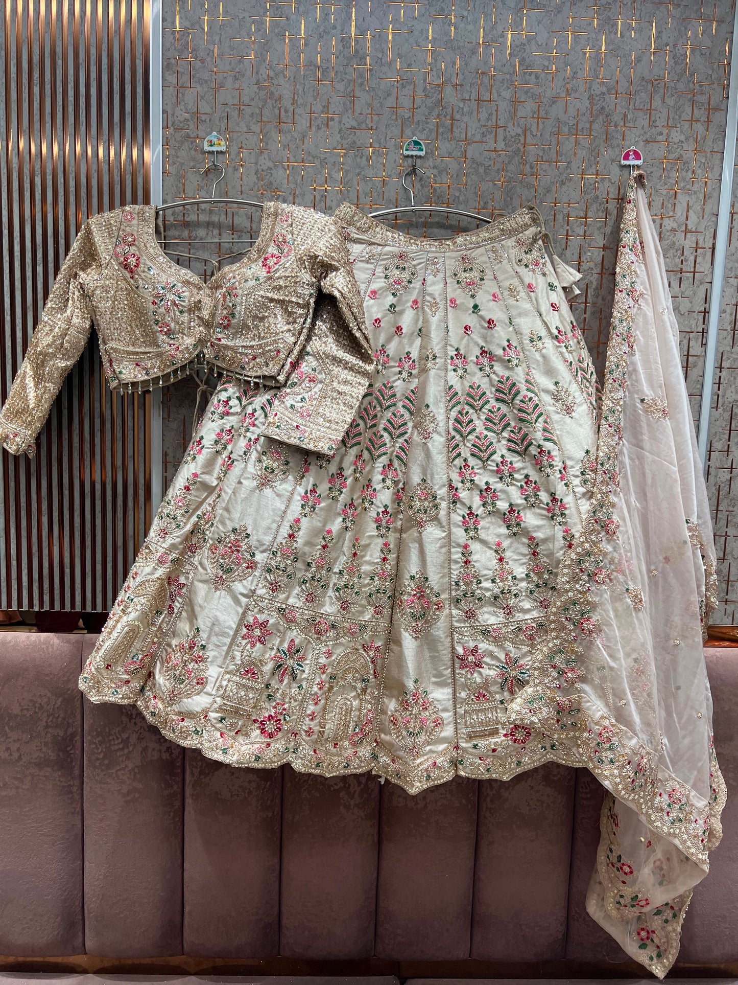 Pink Designer Crop Top Lehenga