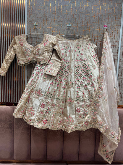Pink Designer Crop Top Lehenga