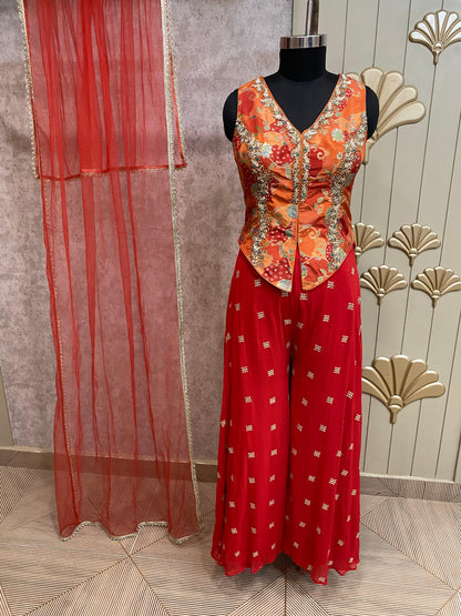 Pink Long Sharara Suit Dress Material