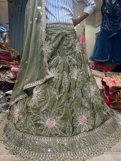 Designer green handwork Lehenga