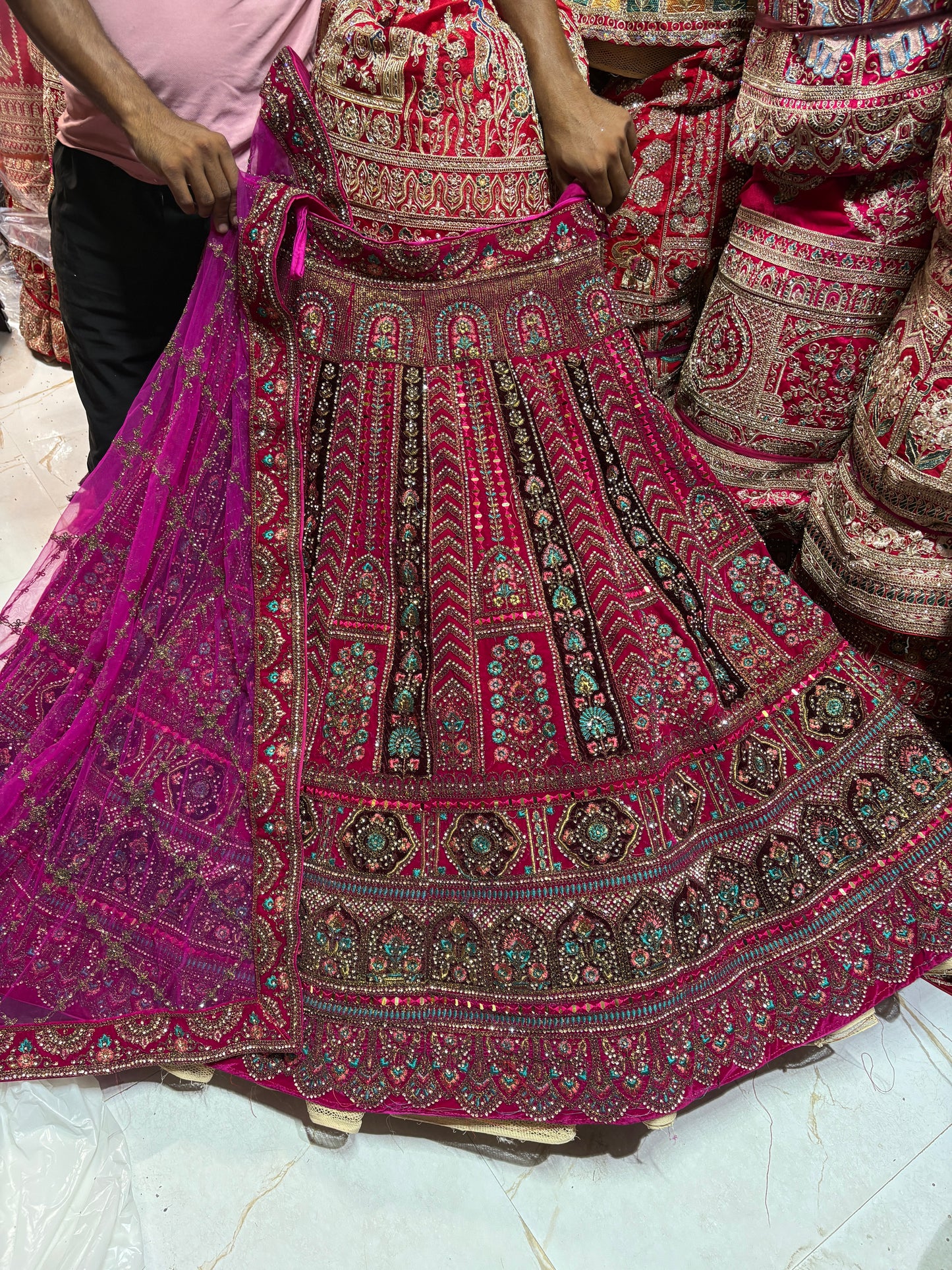 Tremendous Rani pink bridal Lehenga