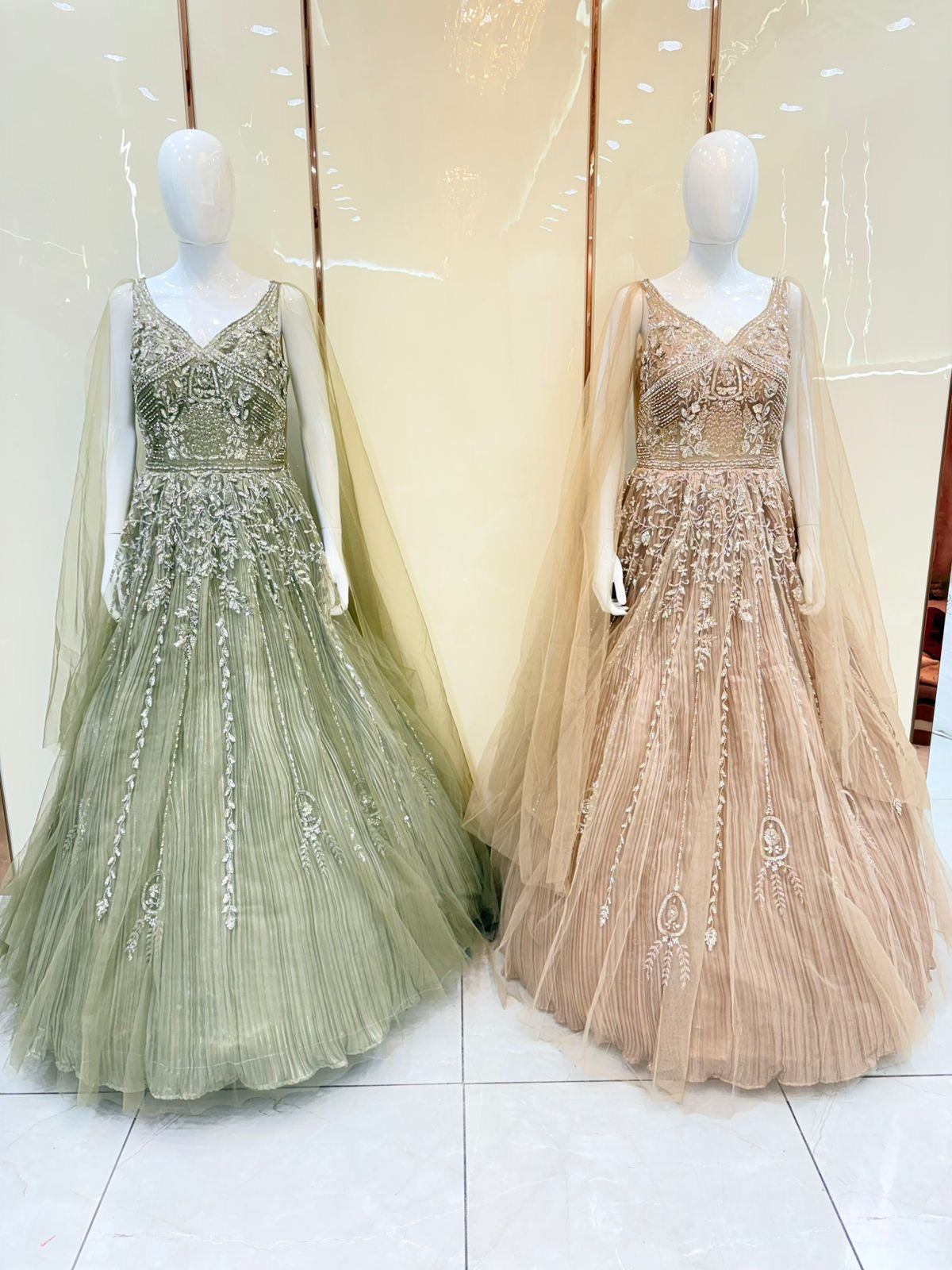 Green peach gown